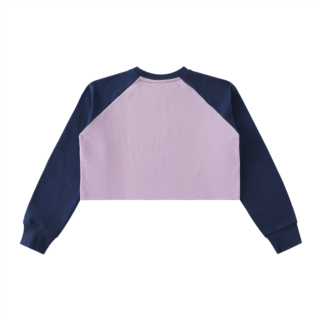Raw-Hem Raglan Crop Sweatshirt